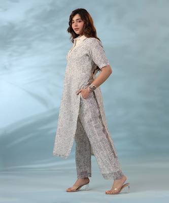 Off white blue ocean boss kurta set 2