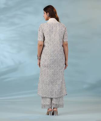 Off white blue ocean boss kurta set 3