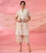 Off white sana short jacket kurta with qullote