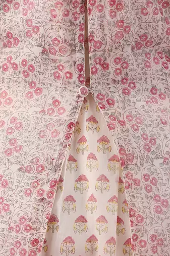 Off white gulbagh box pleated kurta set