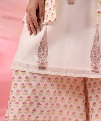 Off white sana short jacket kurta with qullote 5