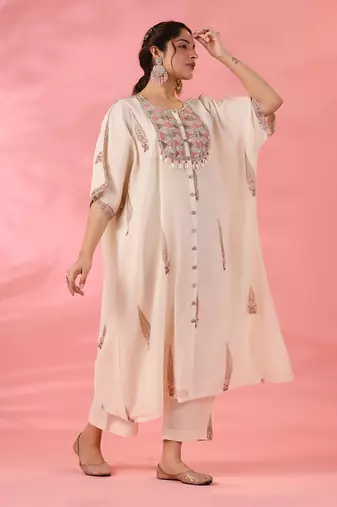 Off white noor shirt kaftaan set