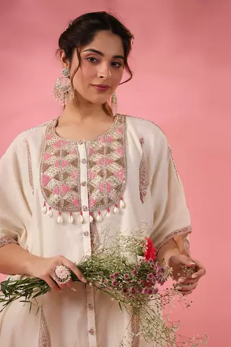 Off white noor shirt kaftaan set