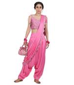 Pink Ajooni Pant Saree Set