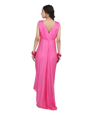 Pink Gulab:Draped Dress With Cape 2
