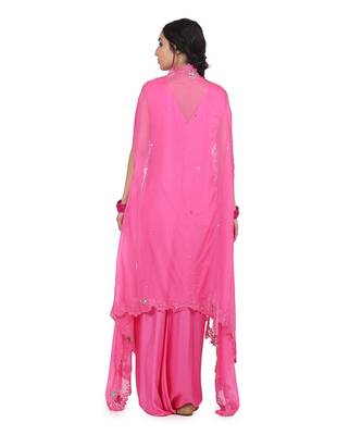 Pink Gulab:Draped Dress With Cape 5