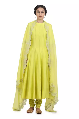 Electric Yellow Geet Kalidar Set