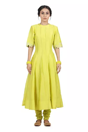 Electric Yellow Geet Kalidar Set
