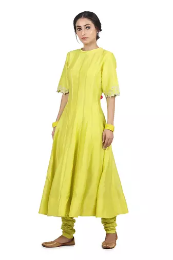 Electric Yellow Geet Kalidar Set