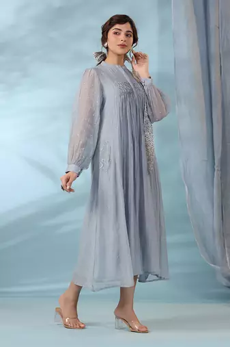 Pigeon blue water lily dress