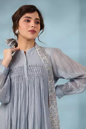 Pigeon blue water lily dress