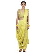 Electric Yellow Mannat Pant Saree Set