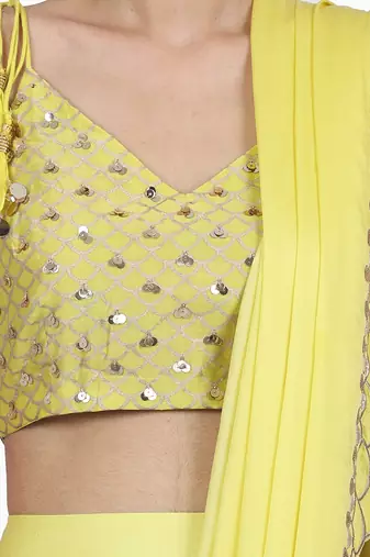 Electric Yellow Mannat Pant Saree Set