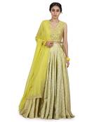 Electric Yellow Paakhi Lehenga Set