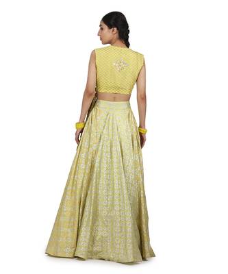 Electric Yellow Paakhi Lehenga Set 2