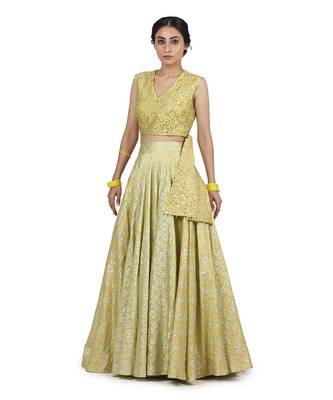 Electric Yellow Paakhi Lehenga Set 4