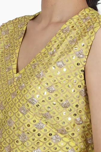 Electric Yellow Paakhi Lehenga Set