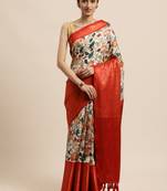 Beautiful Kalamkari Digital Print Sareewith Heavy Rich Zari & Red Color Blouse