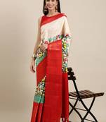 Most Demanding Kalamkari Digital Print Saree With Heavy Rich Zari Border & Blouse