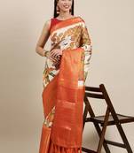 Most Demanding Kalamkari Digital Print Saree With Heavy Rich Zari Border & Blouse