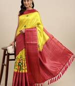 Beautiful Kalamkari Digital Print Sareewith Heavy Rich Zari & Red Color Blouse