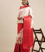 Beautiful Kalamkari Digital Print Sareewith Heavy Rich Zari & Red Color Blouse