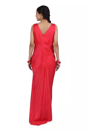 Strwberry Hir:Draped Dress With Cape