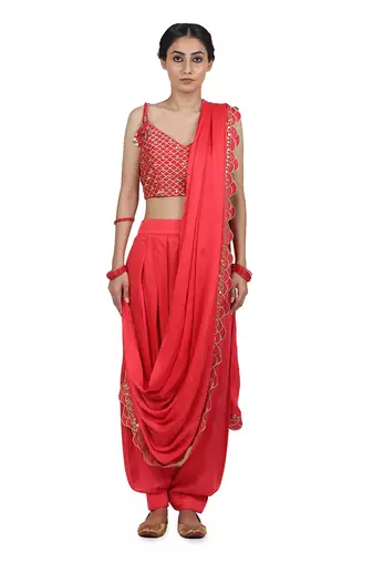 Strwberry Birva Pant Saree Set