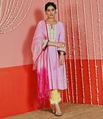Pink cotton ethnic kurta set