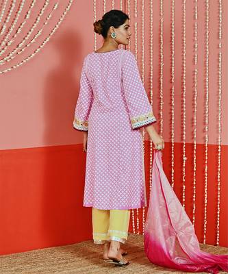 Pink cotton ethnic kurta set 5