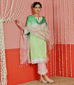 Green cotton ethnic kurta set