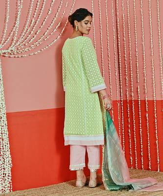 Green cotton ethnic kurta set 2