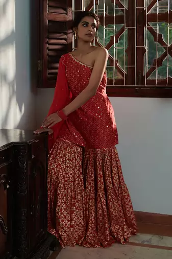 Strawberry Ekra Sharara Set