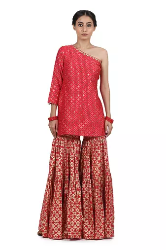 Strawberry Ekra Sharara Set