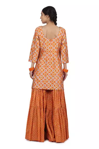 Orange Falak Sharara Set