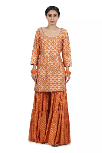 Orange Falak Sharara Set