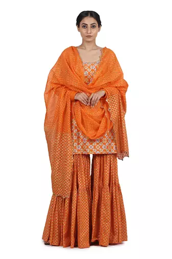 Orange Falak Sharara Set