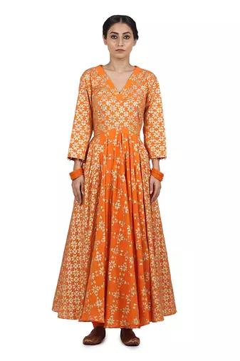 Orange Falak Kalidar Set