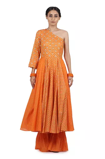 Orange Guntaaz Kalidar Set