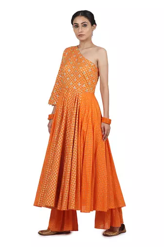 Orange Guntaaz Kalidar Set