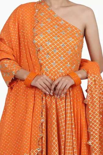 Orange Guntaaz Kalidar Set