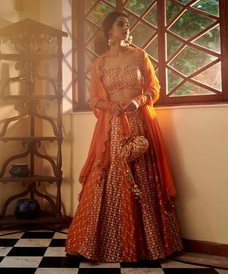 Orange Noor Lehenga Set 8