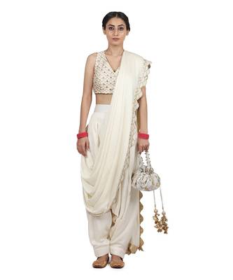 Ivory Hasrat Pant Saree Set 1
