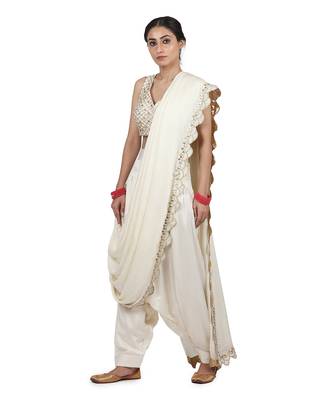 Ivory Hasrat Pant Saree Set 2