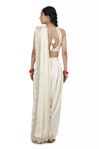 Ivory Hasrat Pant Saree Set