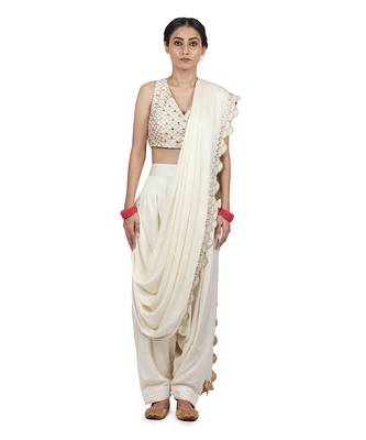 Ivory Hasrat Pant Saree Set 4