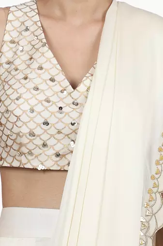 Ivory Hasrat Pant Saree Set