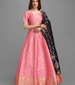 Light Pink Color Woven Jacquard Trendy Lehenga Choli