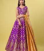 Purple Color Woven Jacquard Trendy Lehenga Choli