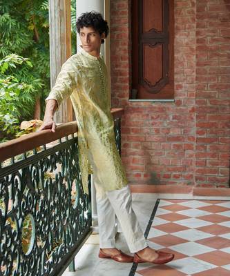 Powder Yellow Aman Kurta Set 1